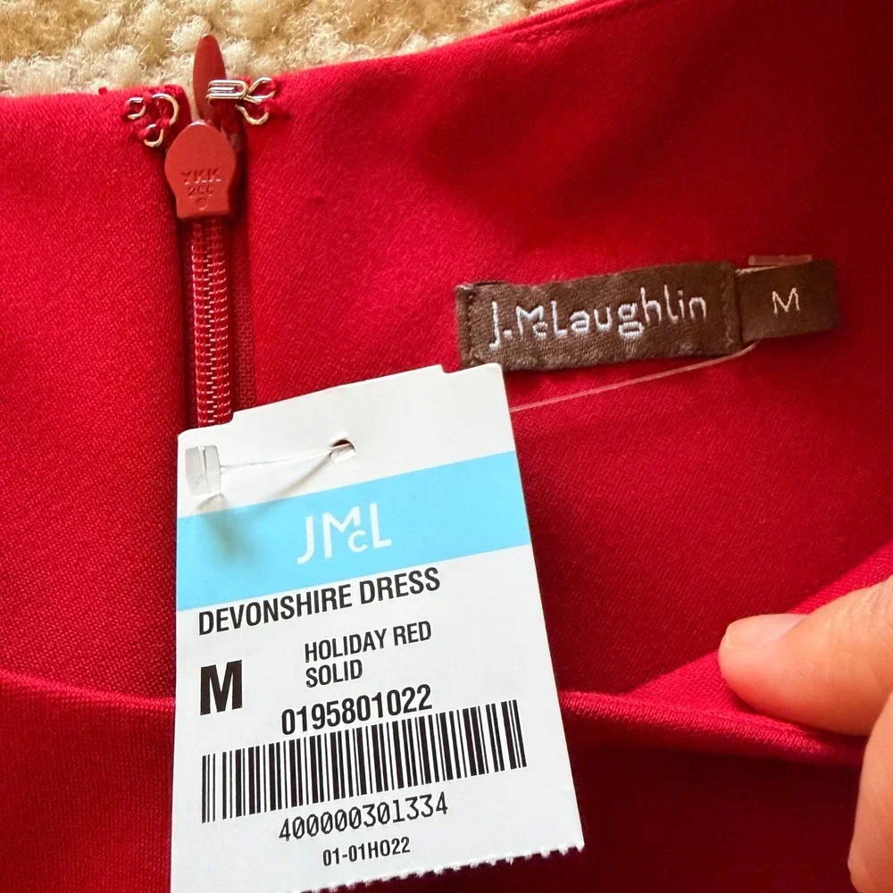 J.McLaughlin Devonshire Dress Holiday Red Sleeveless Sheath Midi Womens Size M - Picture 9 of 10